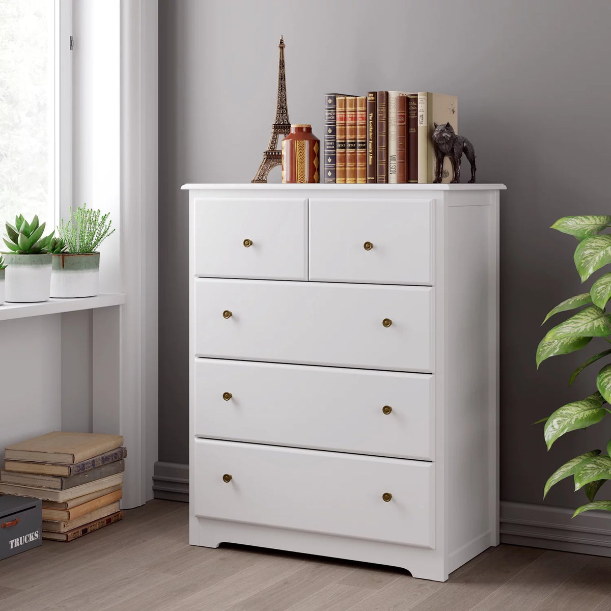 White 5 Drawer Dresser O18920
