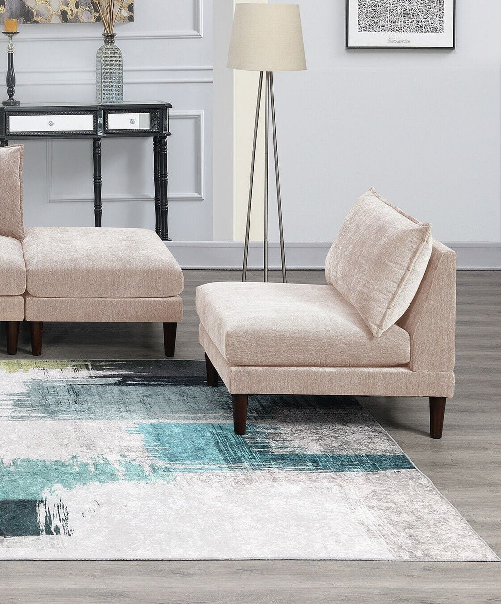 6pc Modular Sectional Sofa Set Armless Chair Ottoman T8369