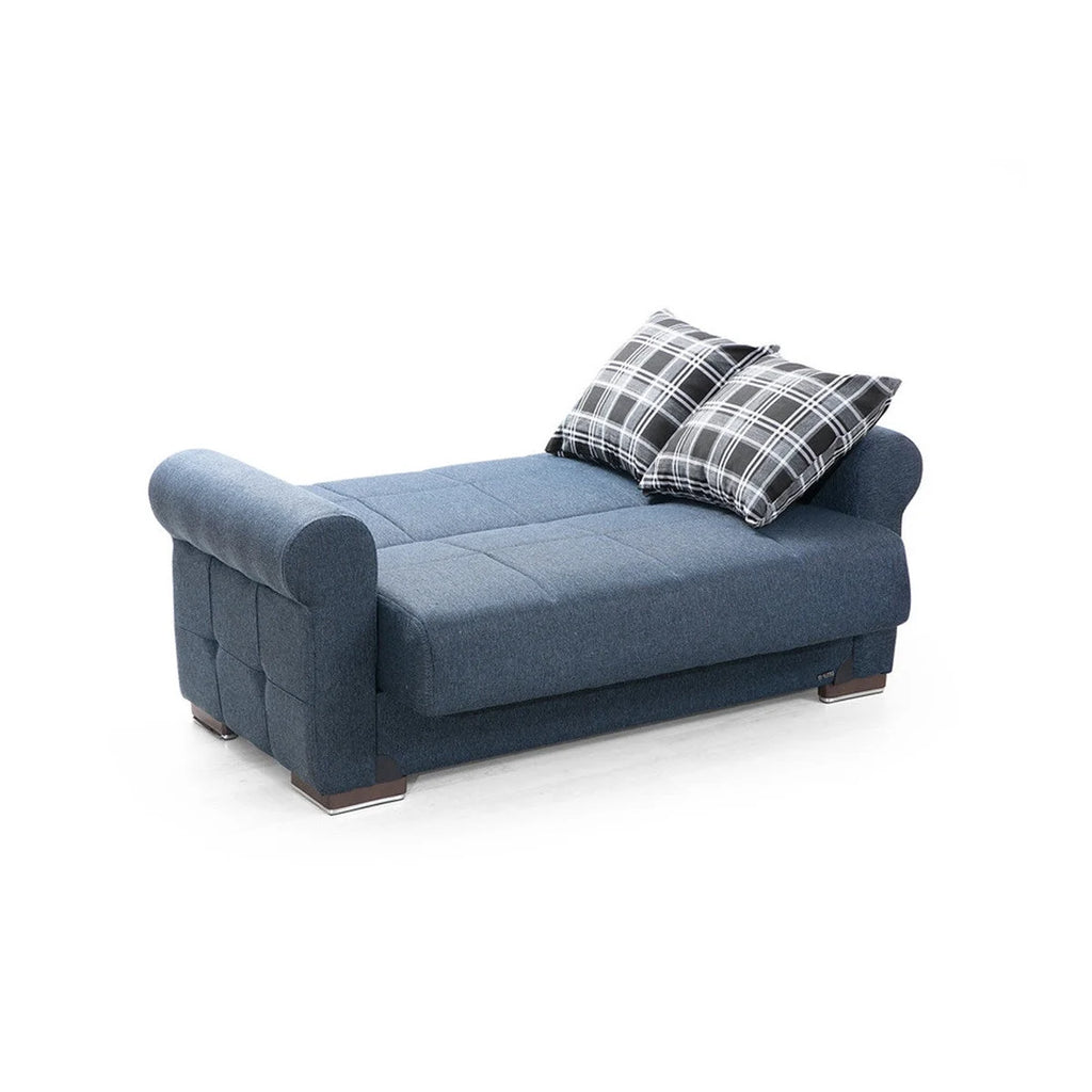Navy Blue Fabric Loveseat V711941