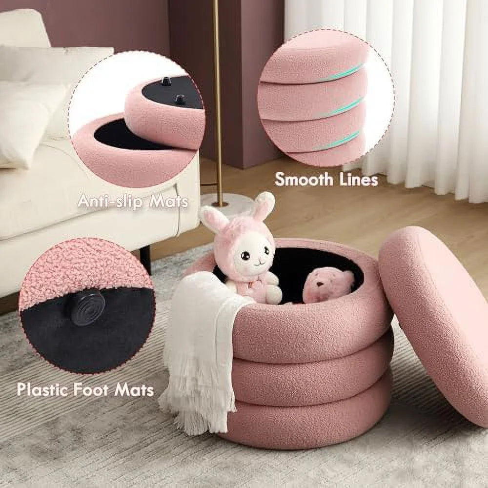Round Pink Ottoman T70566