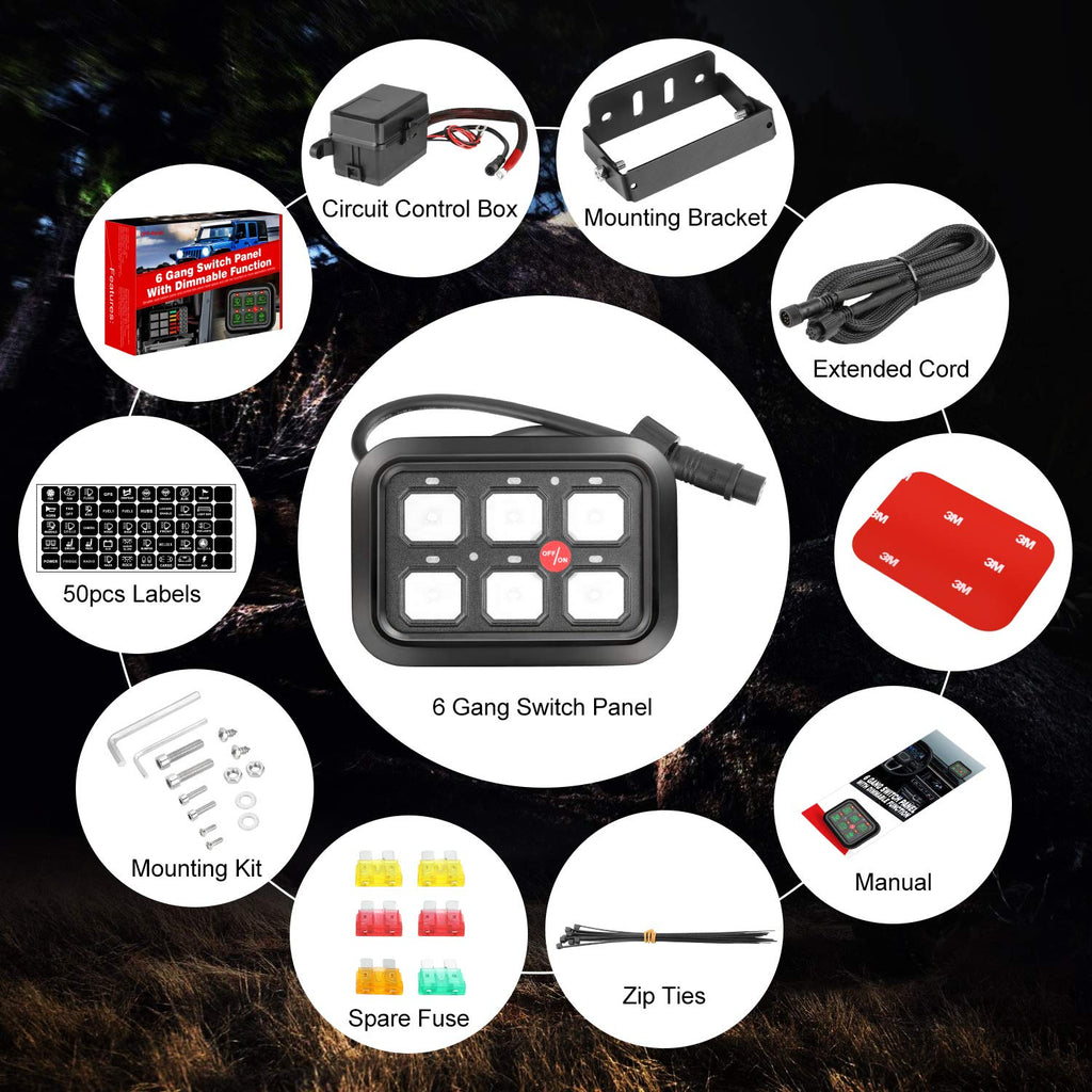 6 Gang Touch Switch Panel with Harness W4426