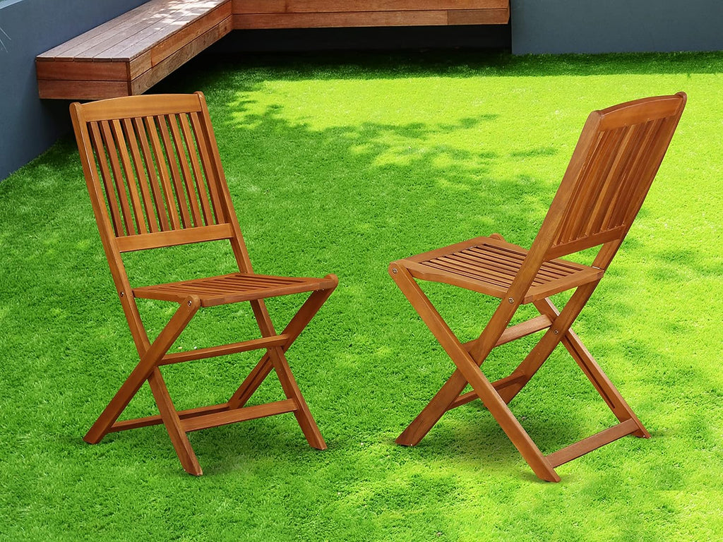 Solid Acacia Wood Folding Arm Chair Set of Two Y86155