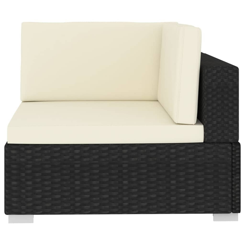 Black Poly Rattan Patio Sofa Set with Cushions I98958