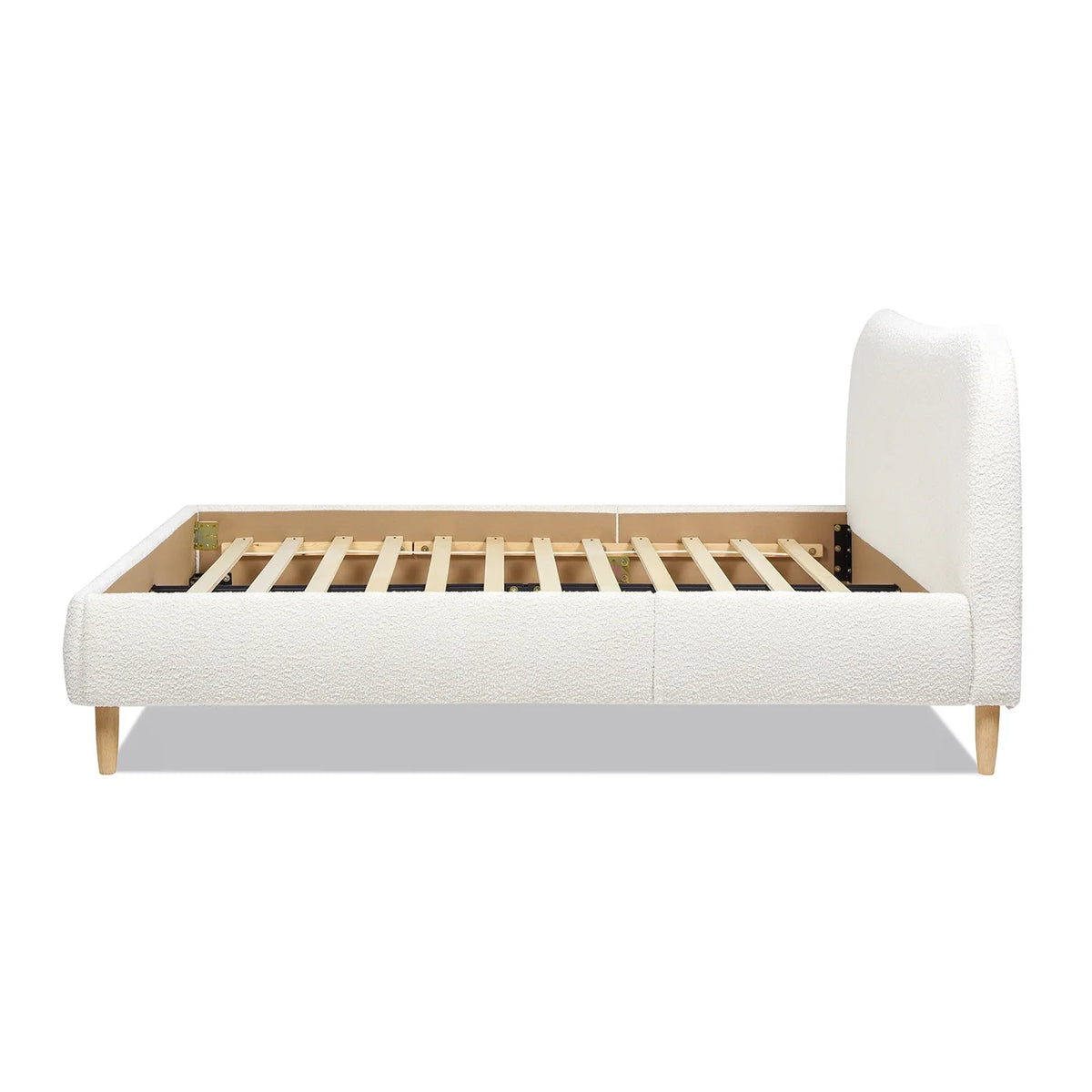 Queen Ivory White Boucle Upholstered Platform Bed U43797