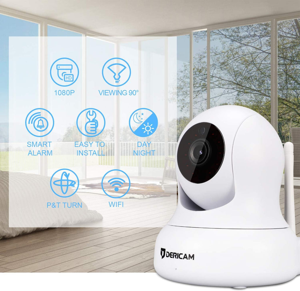 White 1080P Full HD Home Security Camera Pan/Tilt Night Vision Pack of 2 Y233