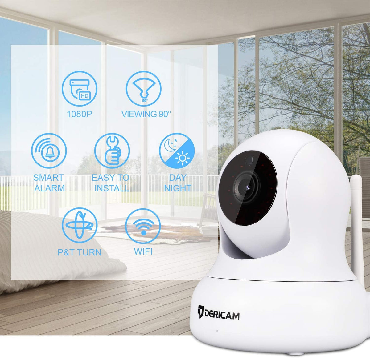 White 1080P Full HD Home Security Camera Pan/Tilt Night Vision Pack of 2 Y233