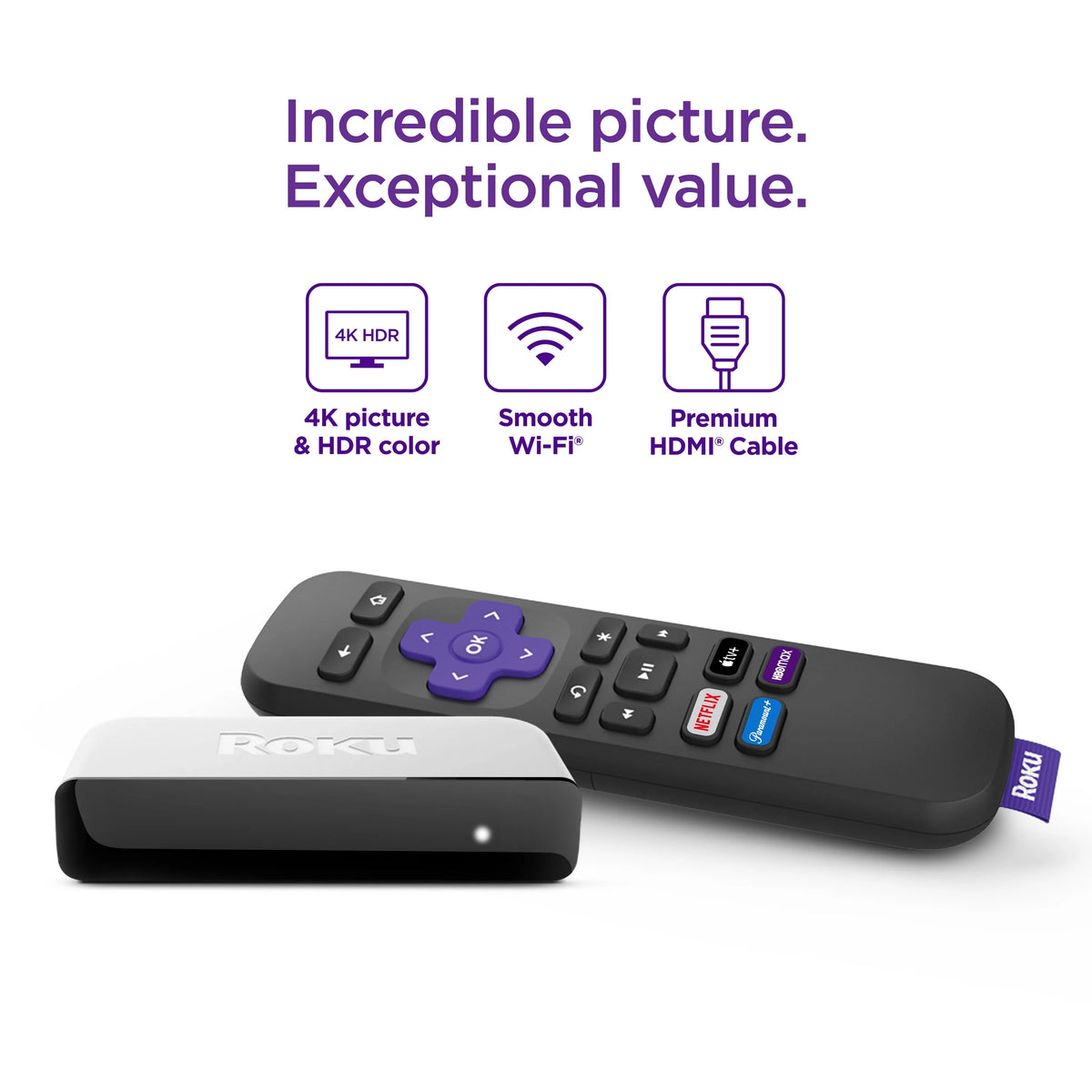 4K HDR Streaming Media Player with HDMI Cable and Remote M929530