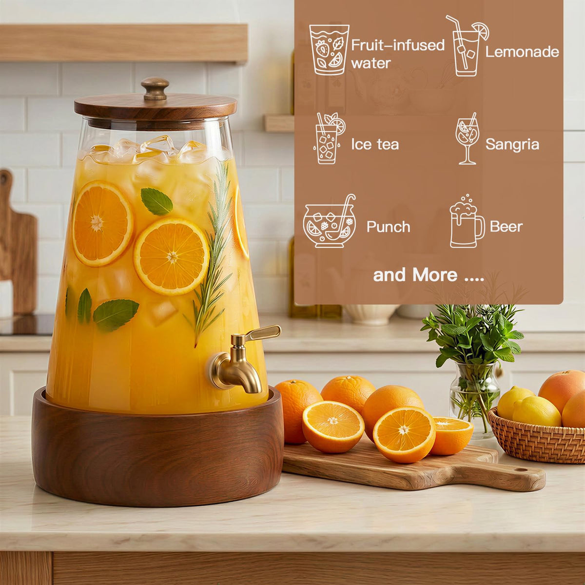 1.7 Gallon Glass Beverage Dispenser with Spigot G787123