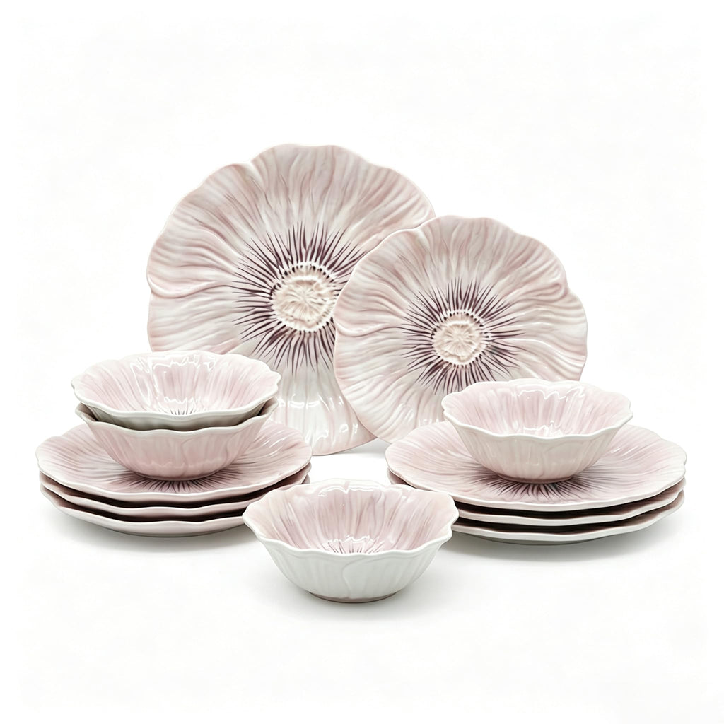 Ceramic Dinnerware Set of 12, Plates and Bowls Set for 4 J418256