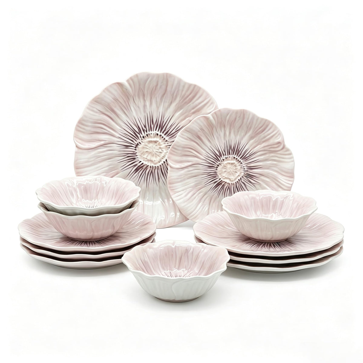 Ceramic Dinnerware Set of 12, Plates and Bowls Set for 4 J418256