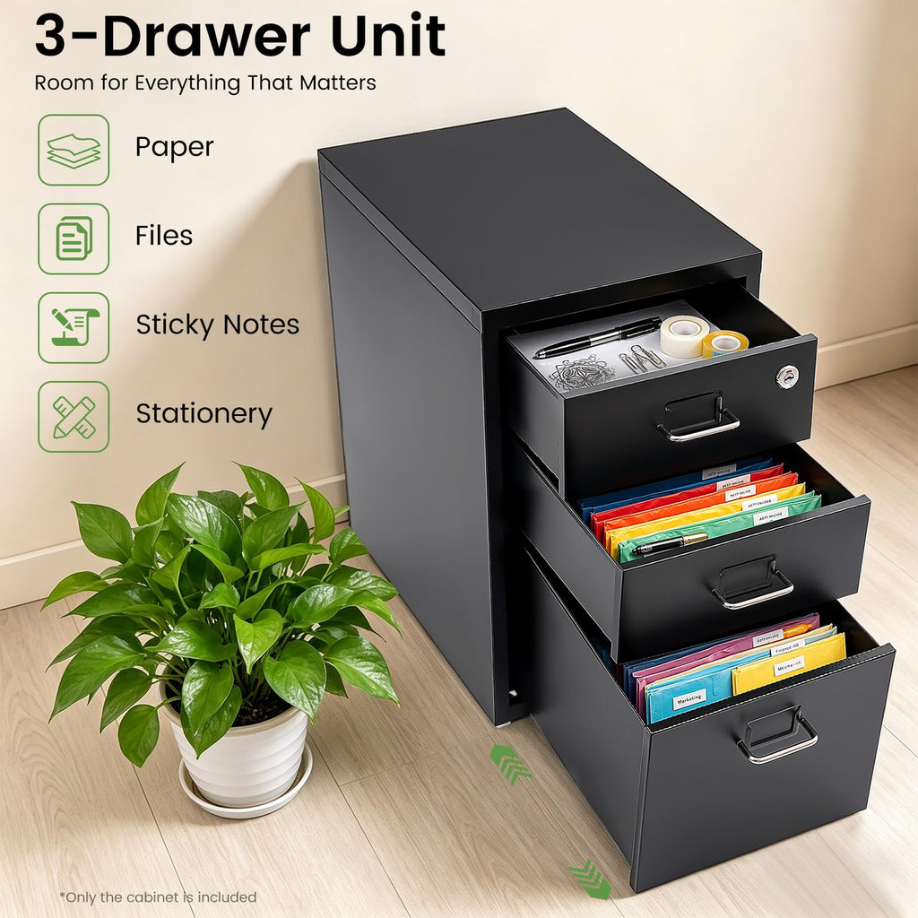 3 Drawer File Cabinet with Lock E525