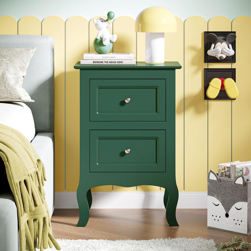Green Nightstand Set of 2 Wood P92592