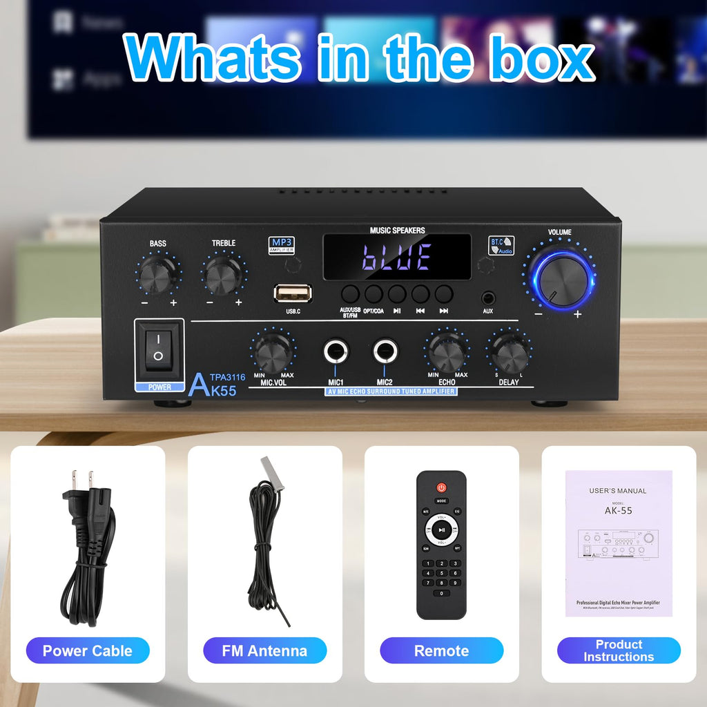 500W 2 Channel Bluetooth Stereo Audio Amplifier Z3453