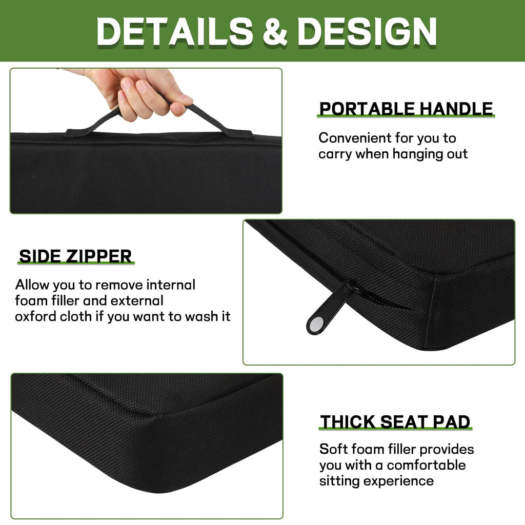 Black 2 Pack Waterproof Oxford Stadium Seat Cushions U820801