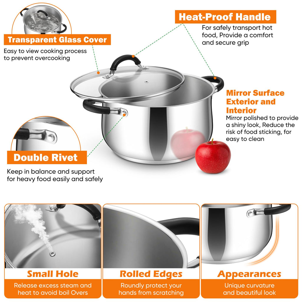 6 Quart Stainless Steel Stock Pot G2582