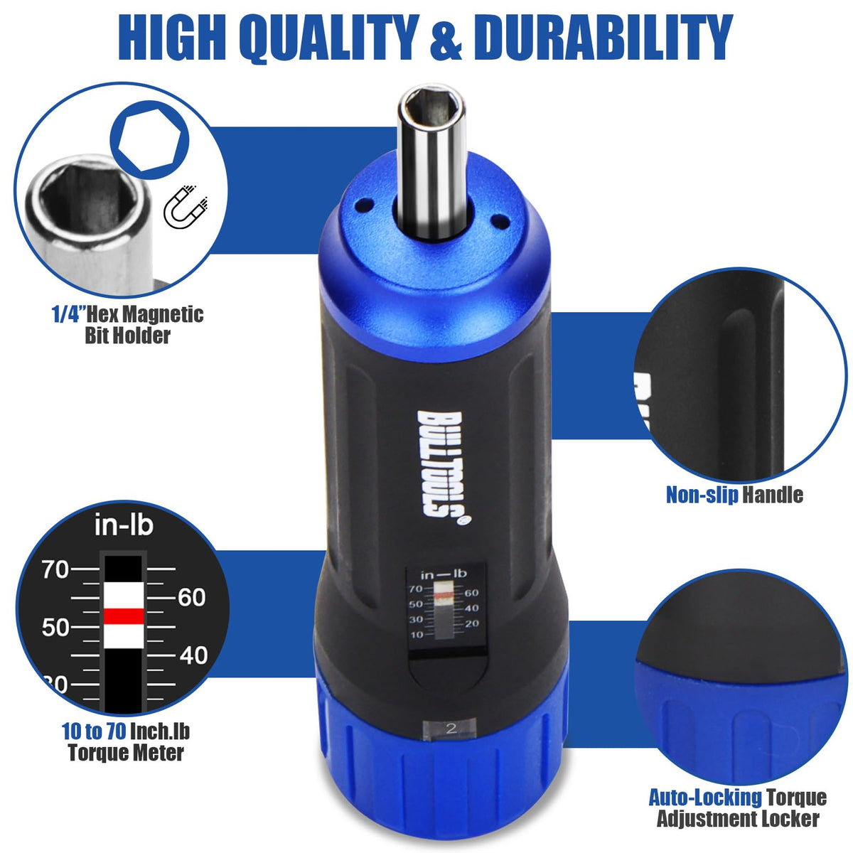 Torque Screwdriver Wrench Set, 10 to 70 Inch Pounds D74693
