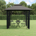 Steel Gazebo with Mesh Sidewalls Double-Tiered Roof N586