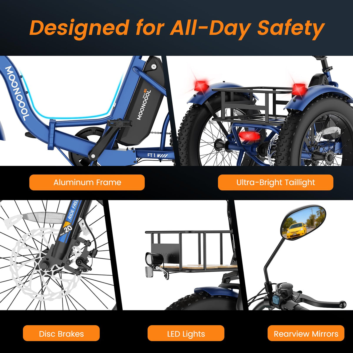 Electric Tricycle for Adults 500W 20" Fat Tire X7226