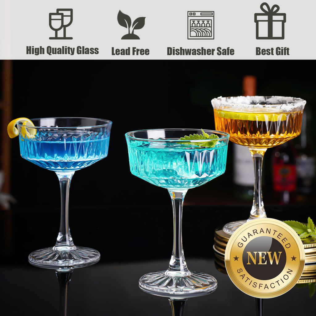 Crystal Coupe Glasses Set of 6, 6.8oz Cocktail Glasses V1530