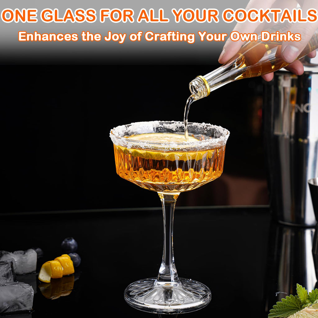 Crystal Coupe Glasses Set of 6, 6.8oz Cocktail Glasses V1530