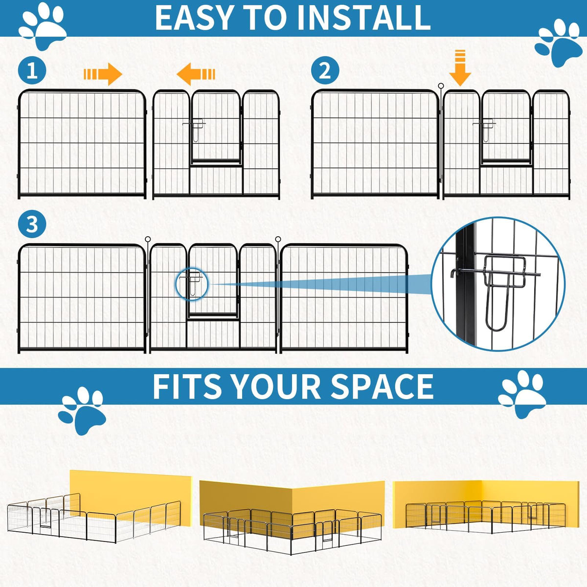 40 Inch 16 Panels Metal Dog Playpen J1403