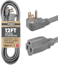 12 Foot Gray 14 Gauge 3 Prong Heavy Duty Appliance Extension Cord, Pack of 2 Z324
