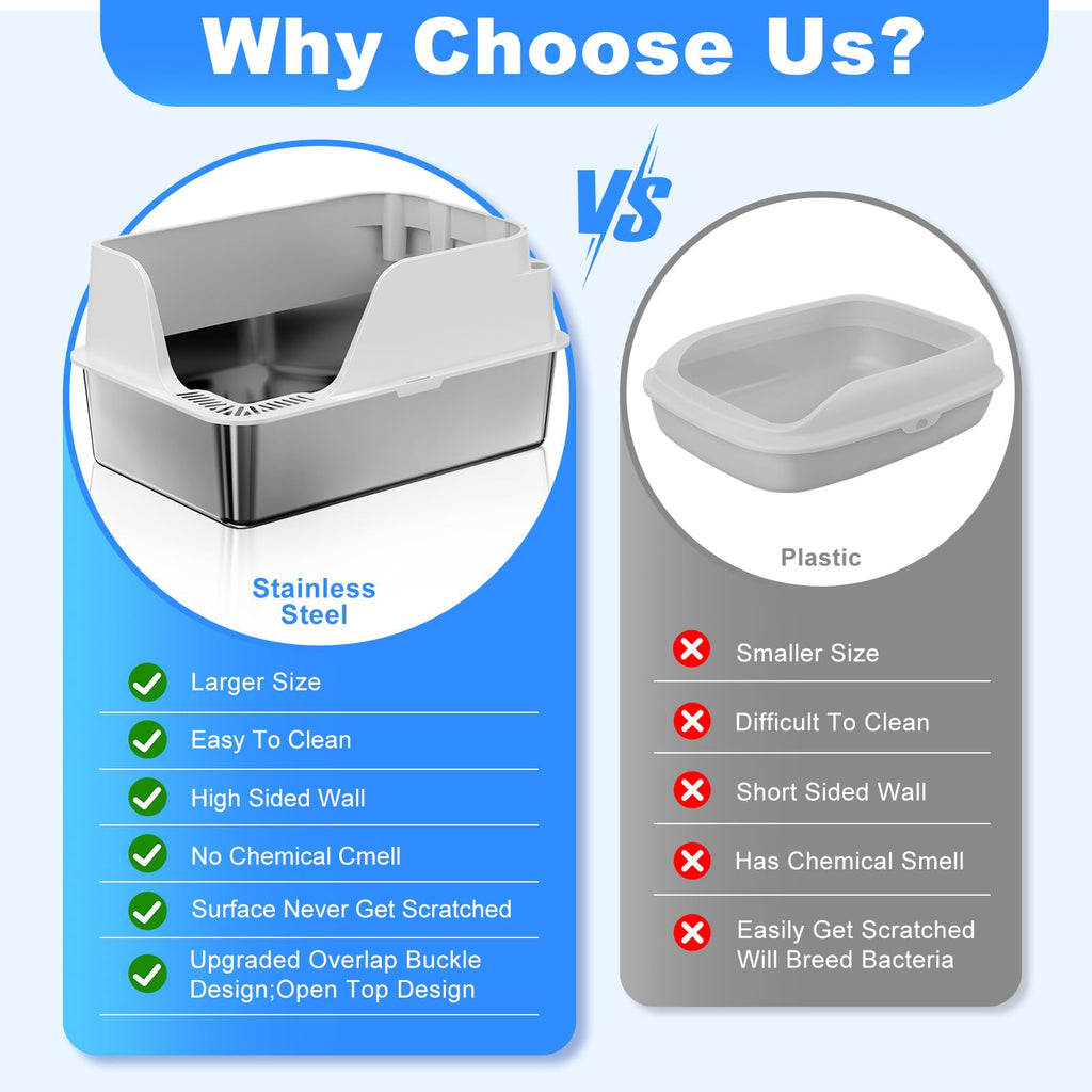 XL Non-Stick Stainless Steel Litter Box K2063