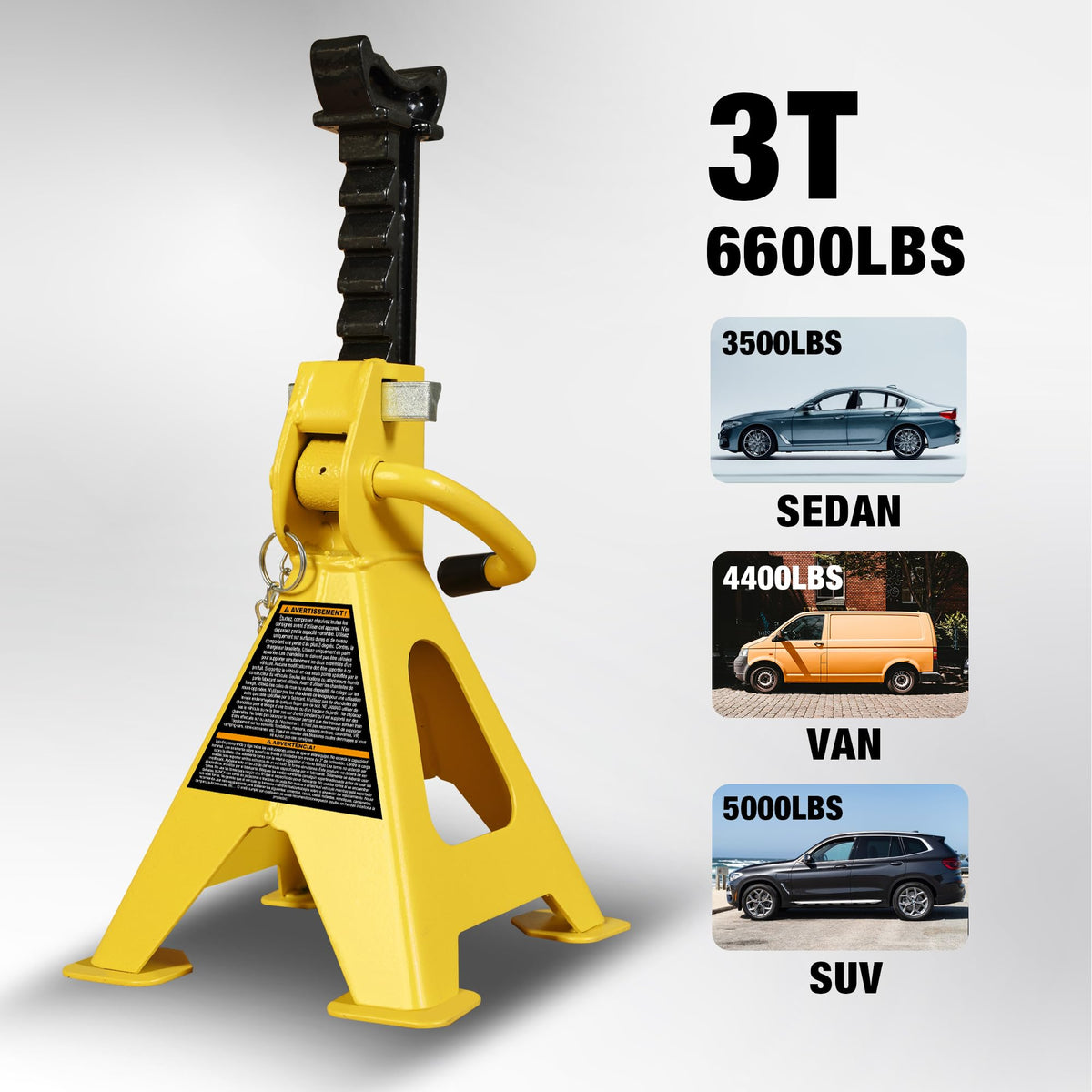 3 Ton Steel Car Jack Stands 1 Pair W6988