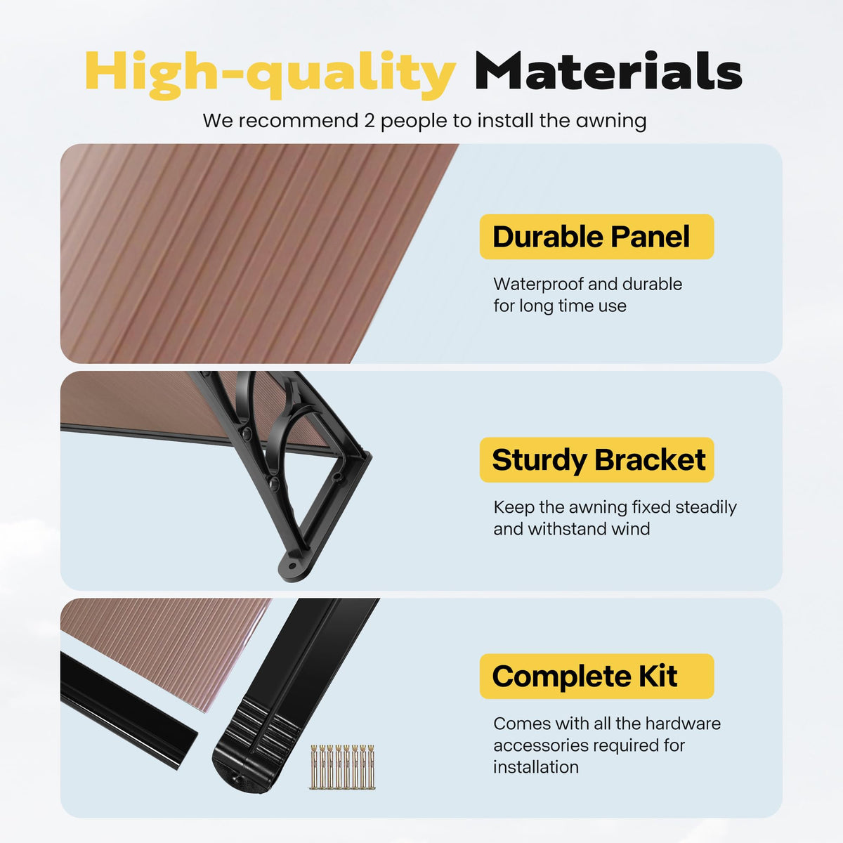 Polycarbonate Window Door Awning Brown 38 Inch x 78 Inch X74921