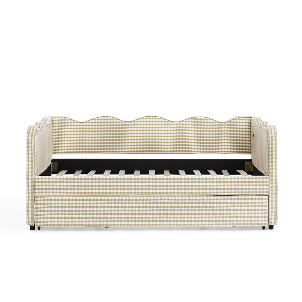 Twin Size Gingham Daybed with Trundle and USB Ports N804