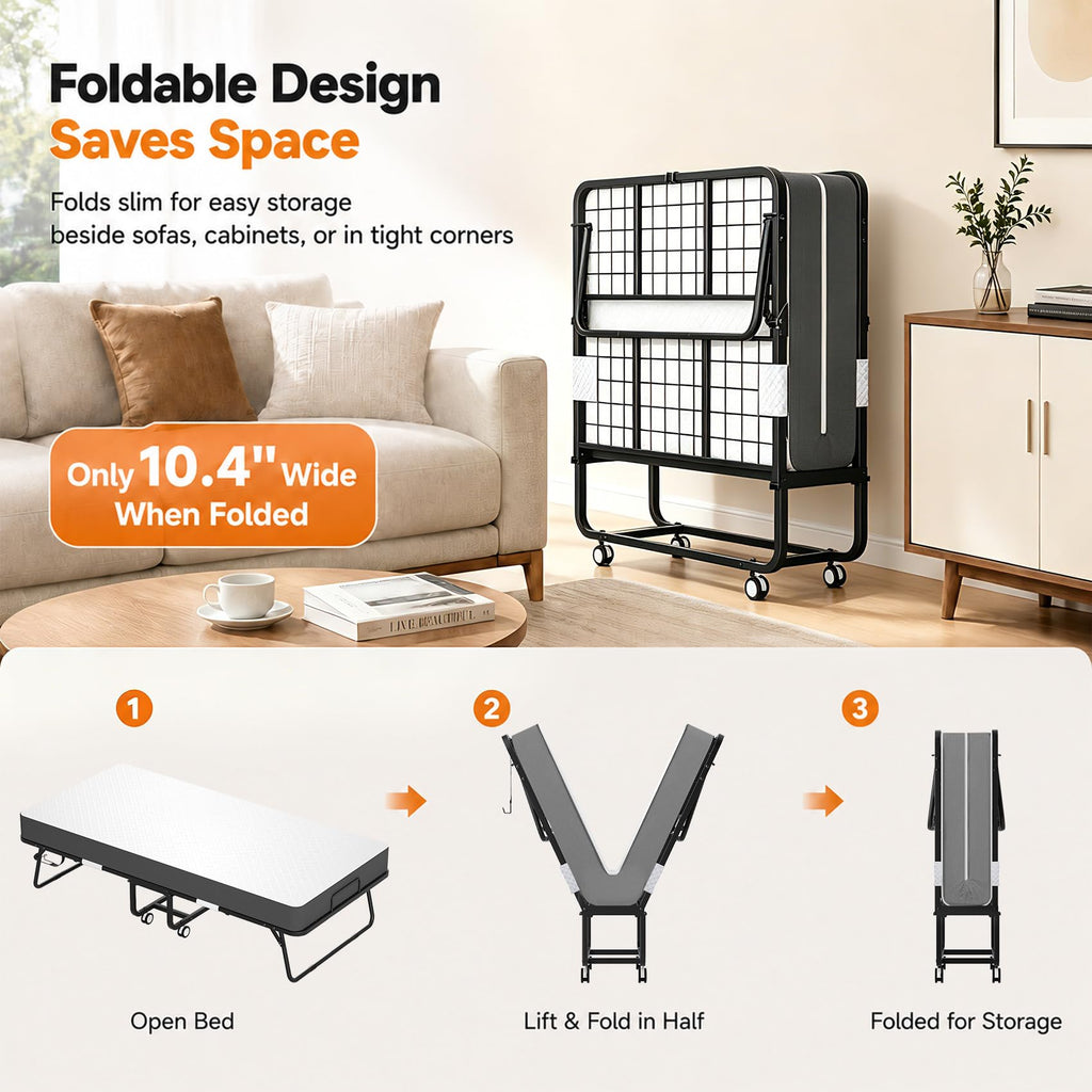 Folding Bed with Mattress Twin 75 x 38 in Z596