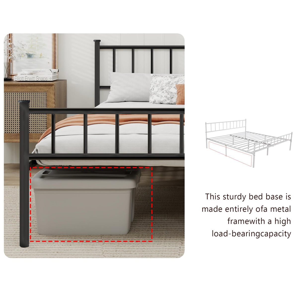 Black Full Size Metal Platform Bed Frame I63159