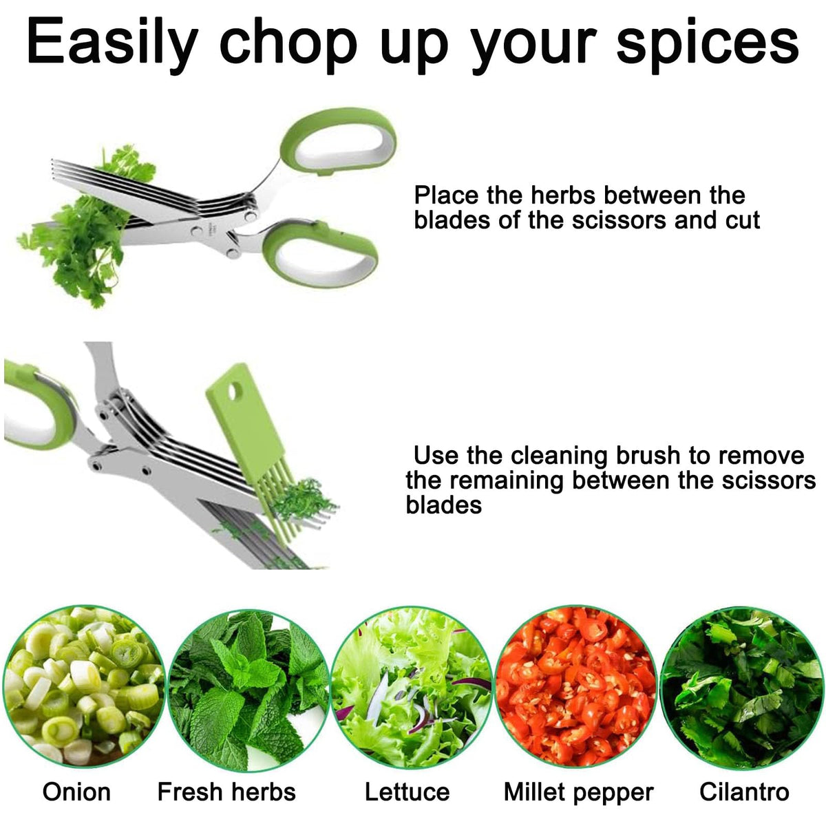 Stainless Steel 2 in 1 Garlic Press and Herb Scissors Y586