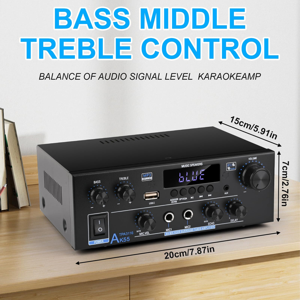 500W 2 Channel Bluetooth Stereo Audio Amplifier Z3453