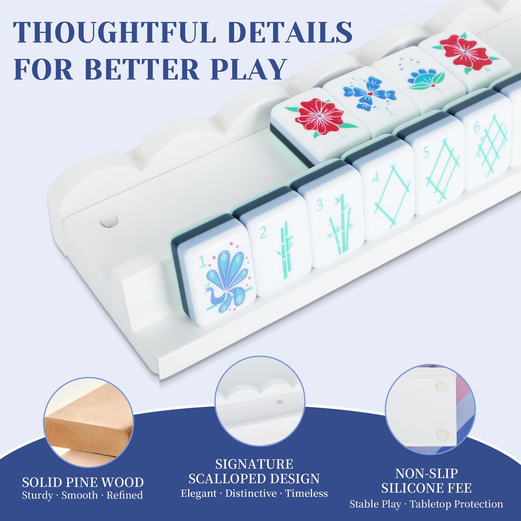 White Pine Wood Mahjong Racks with Magnetic Pushers, Set of 4 Y9374