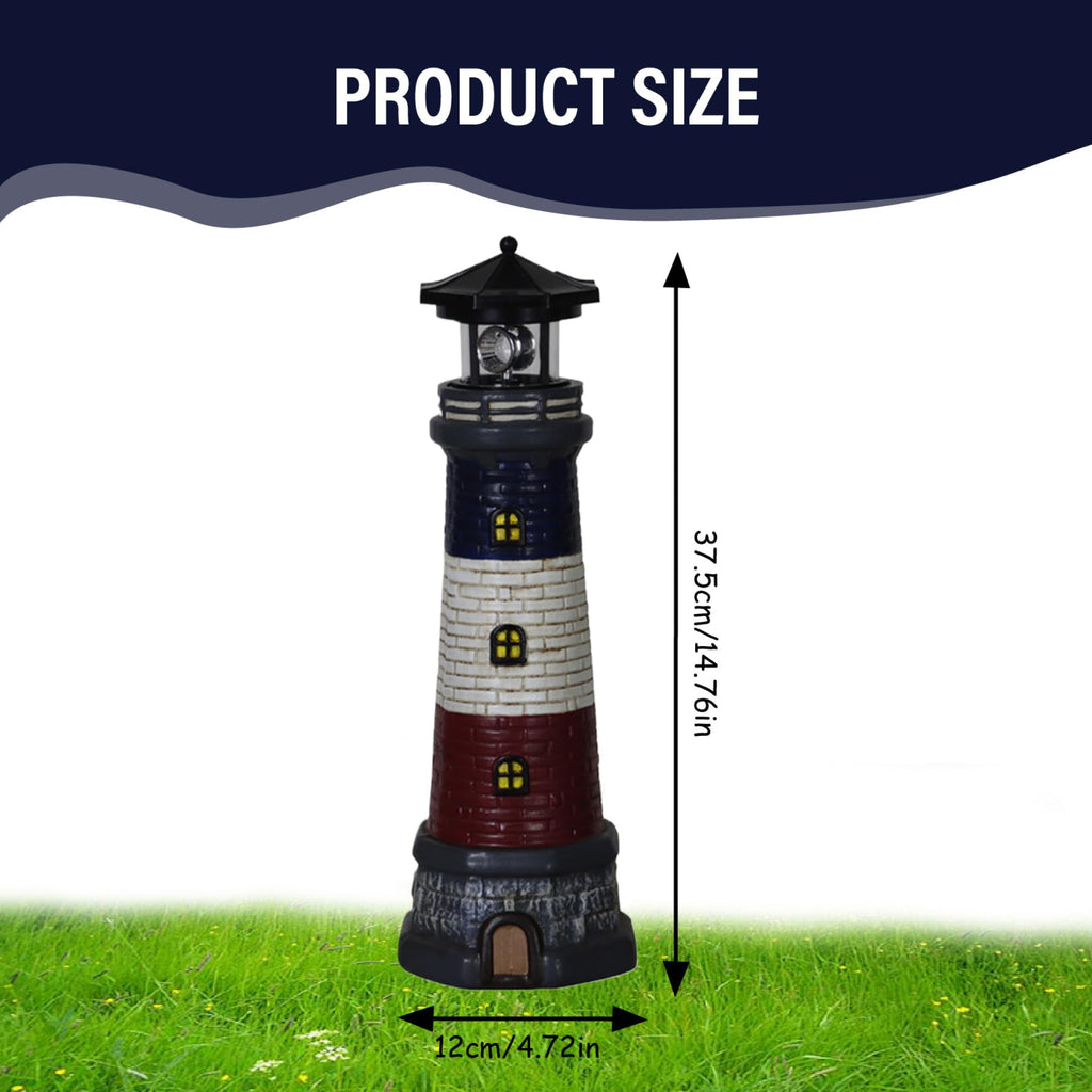 15" Tall Waterproof Resin Lighthouse Lamp with 360° Rotating LED J42651