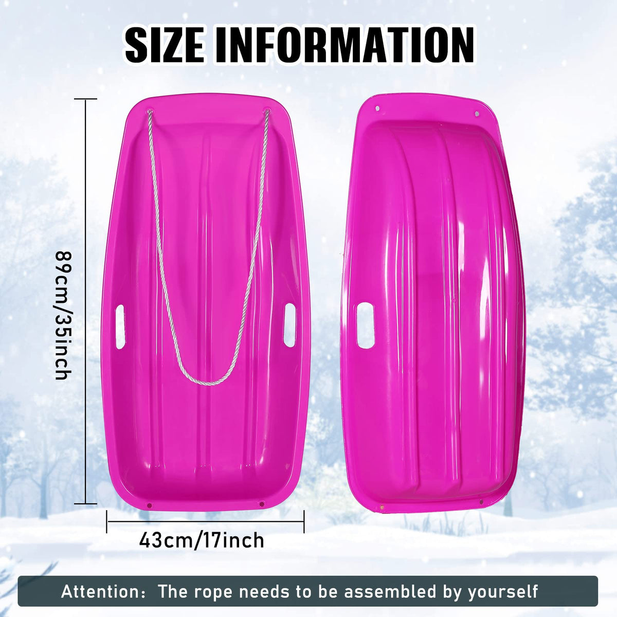 6 Pcs 35 in Plastic Snow Sled H194