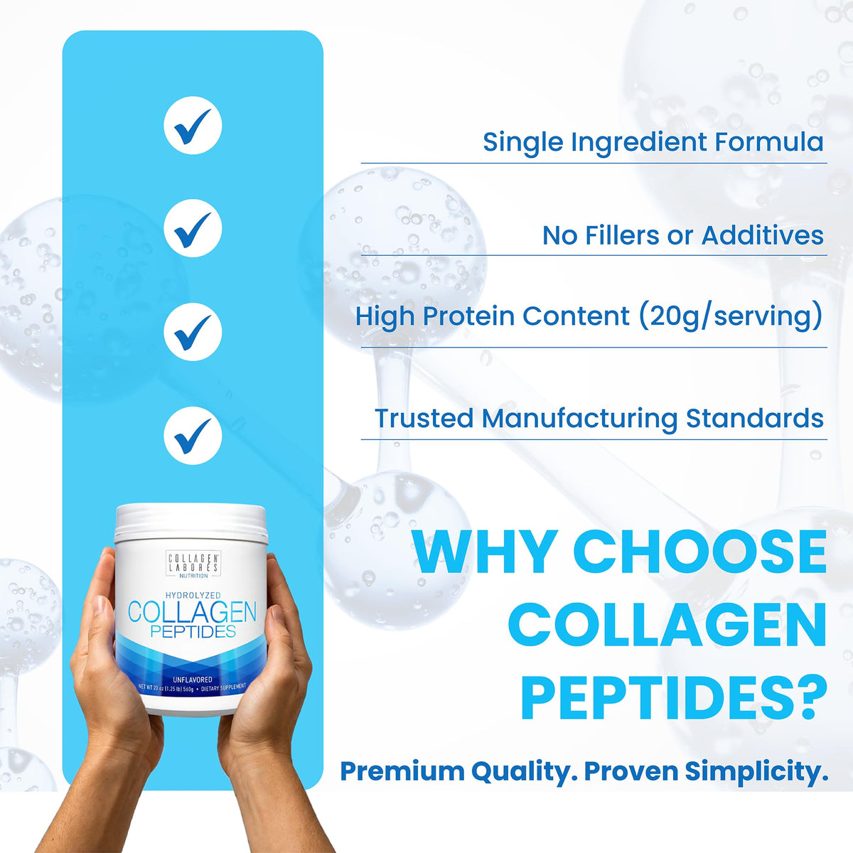 Hydrolyzed Collagen Peptides 20 oz Unflavored Powder Z3466