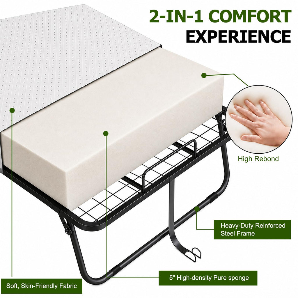 Folding Bed with Mattress Twin 75 x 38 in Z596