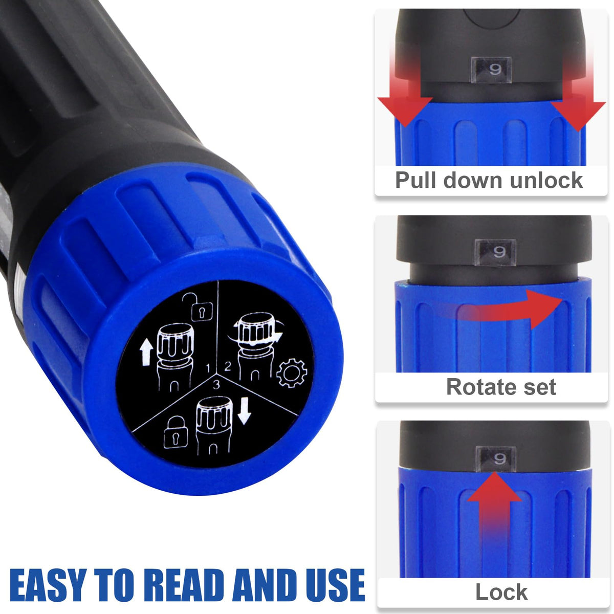 Torque Screwdriver Wrench Set, 10 to 70 Inch Pounds D74693