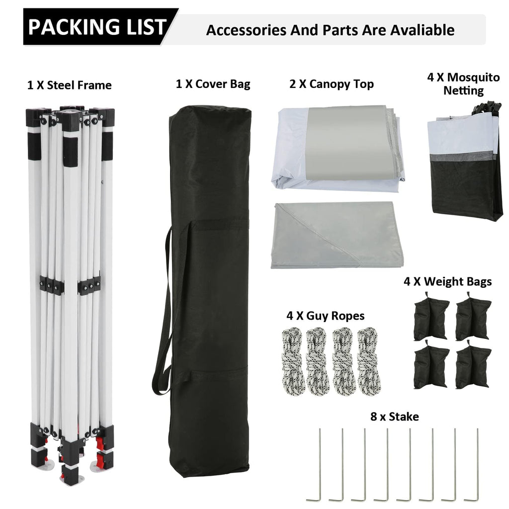 12x12 Pop Up Waterproof Outdoor Canopy with Mosquito Nettings and Carry Bag B821615