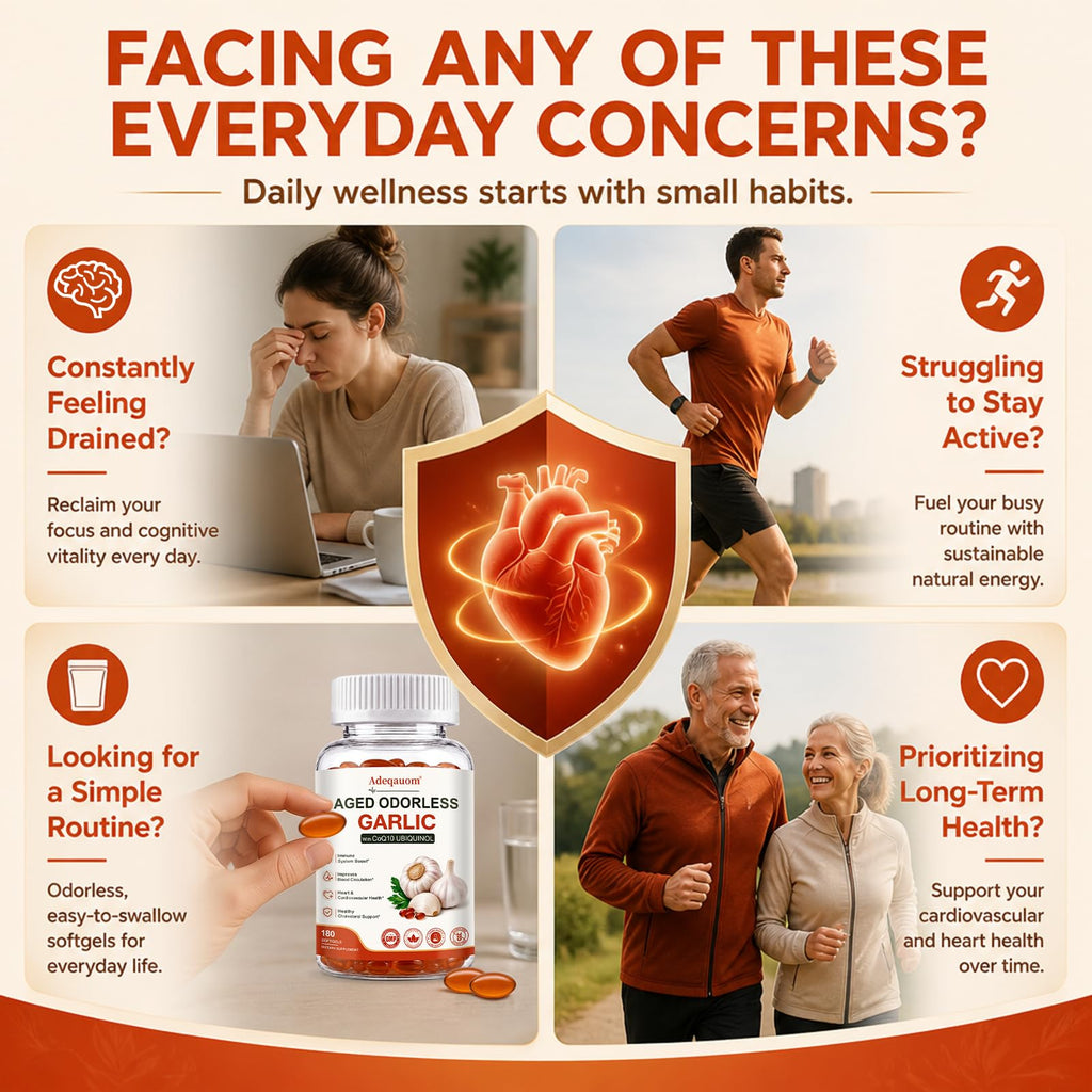 Aged Garlic Extract 1200 mg Softgels with CoQ10 Ubiquinol & Vitamin K2 180 Counts D739
