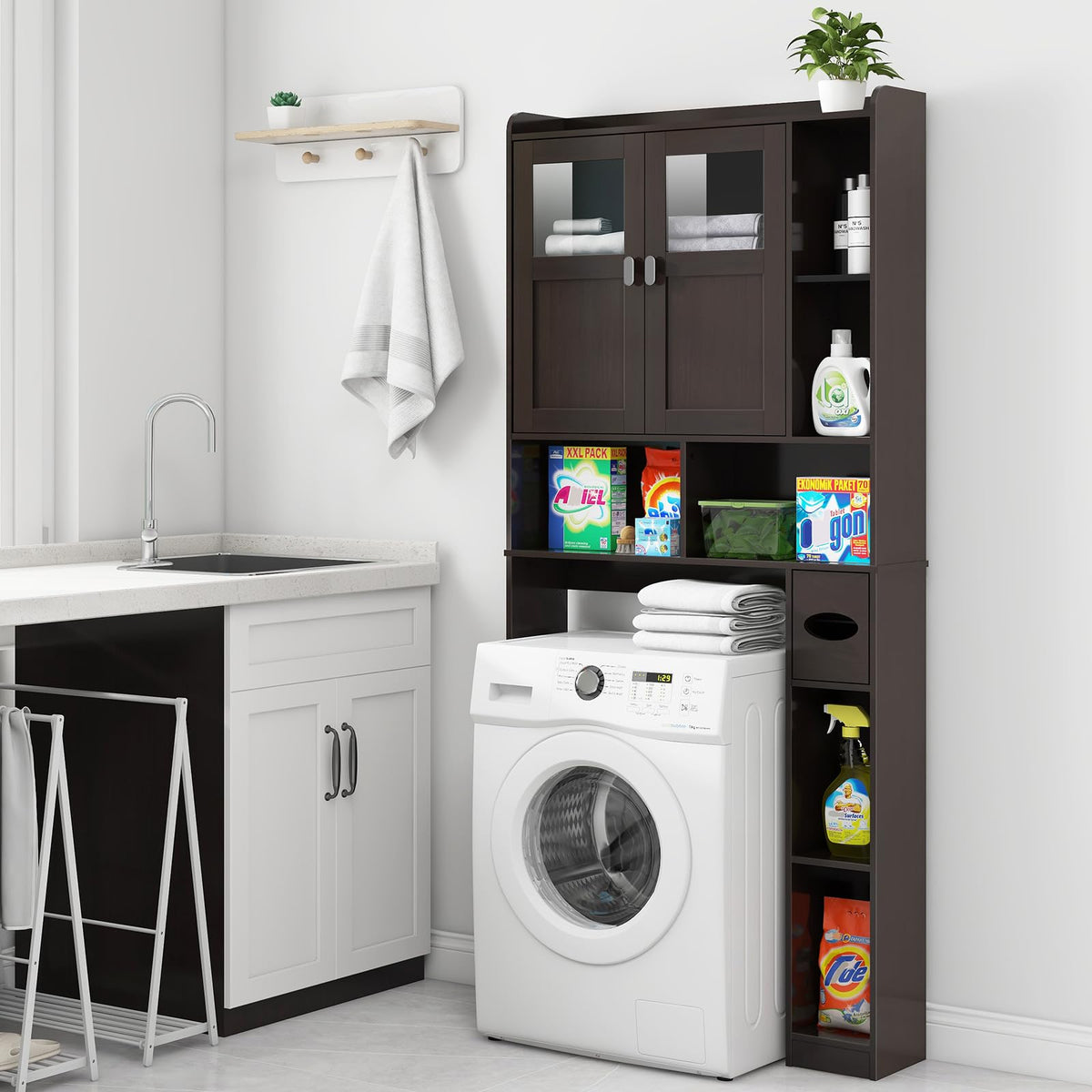 Over The Toilet Storage Cabinet with Doors and Shelves Z96798