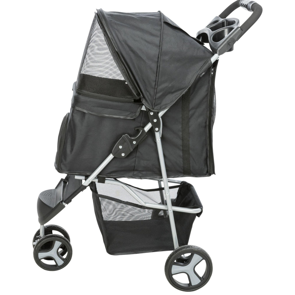 Foldable Pet Stroller with Weather Cover, Storage Basket, Cup Holder, Black C21160