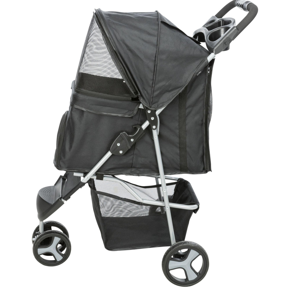 Foldable Pet Stroller with Weather Cover, Storage Basket, Cup Holder, Black C21160