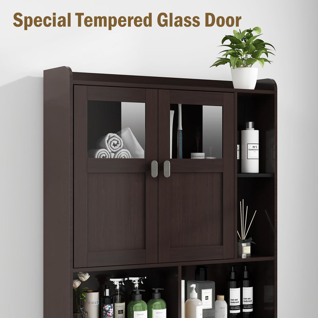 Over The Toilet Storage Cabinet with Doors and Shelves Z96798