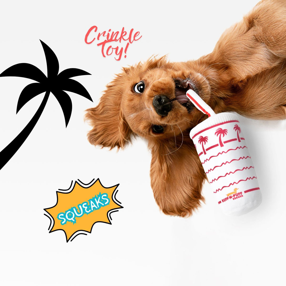 Palm Cup Dog Toy Plush Squeaky Crinkle Pet Toy Q2614