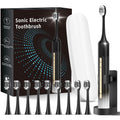 Black White Electric Toothbrush with 10 Brush Heads D78664