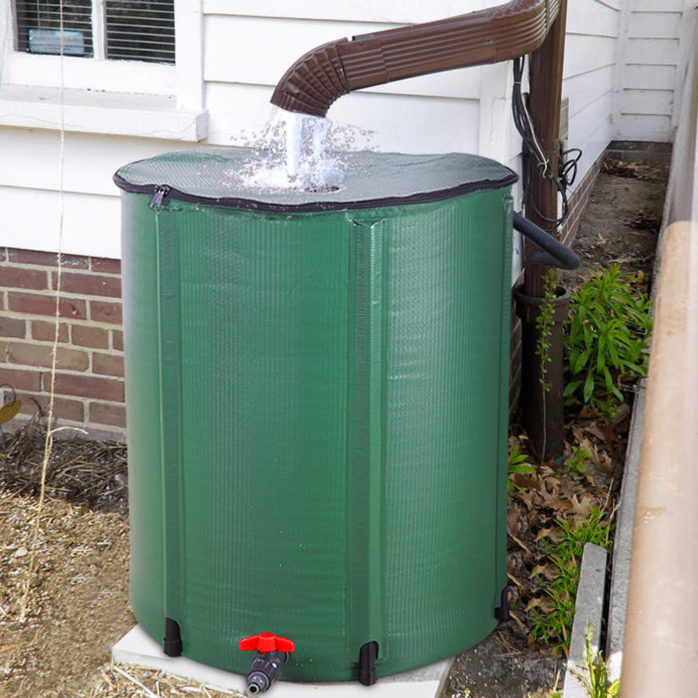 Collapsible 50 Gallon Green Rain Barrel S8836