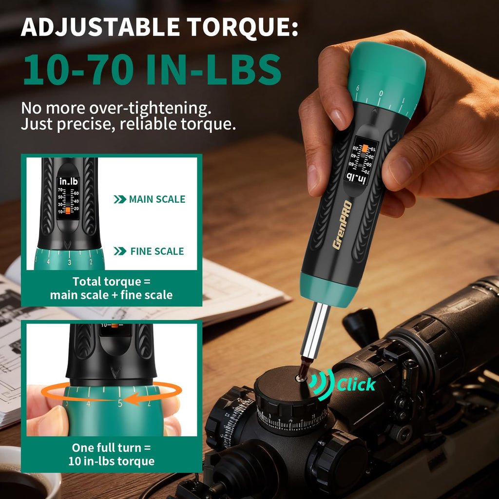 Torque Screwdriver 5-70 in-lb 1/4" Drive Precision Driver Set N9981